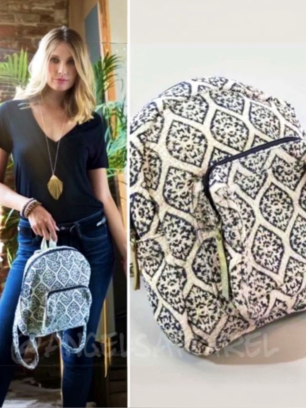 Beautiful Marquis Pattern Backpack, Cotton LINED, Handmade by:Ruggine, NEW✔️